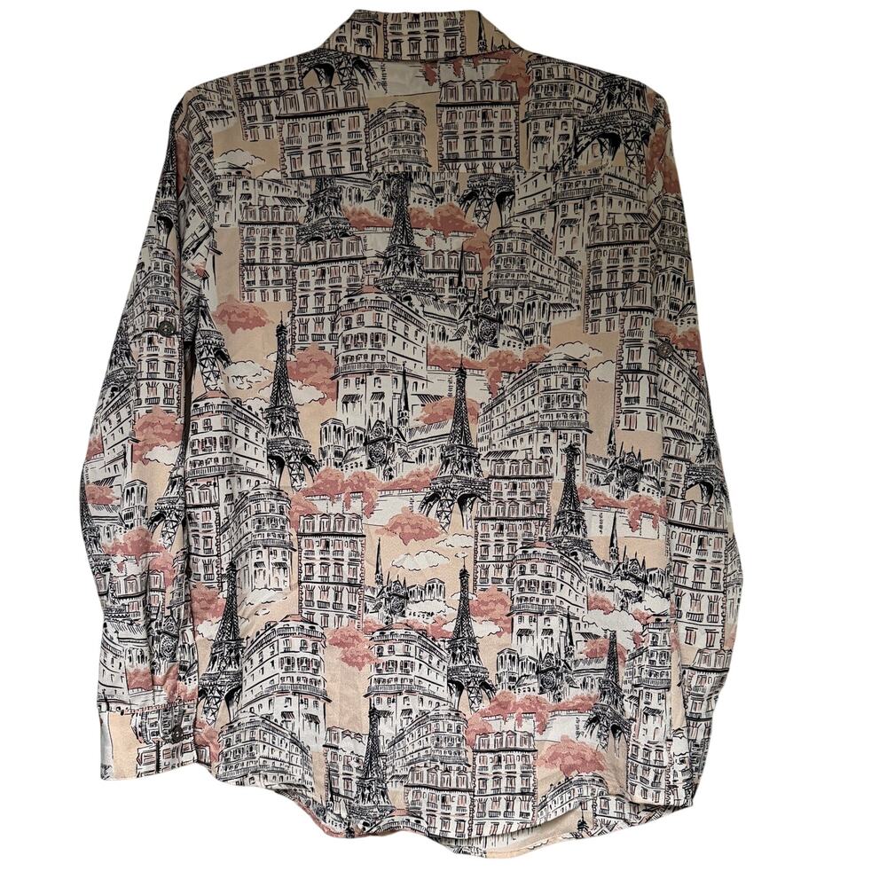 Karl Lagerfield Whimsical Print‎ Collar Pocket Roll-Tab Shirt Dune Pink Small - Picture 4 of 8